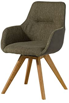 MASSIVMOEBEL24.DE | Tacoma Drehstuhl aus Massivholz in Grün #13 100% Polyester + Beine aus Wildeichenholz 56 x 60 x 87 cm Bürostuhl Schreibtischstuhl