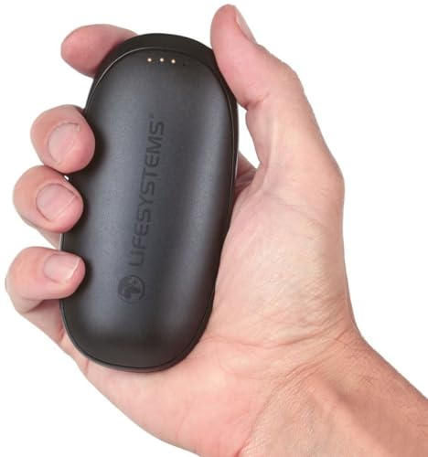 Lifesystems Uppladdningsbar handvärmare med powerbank-funktionalitet, USB och USB C 10 000 mAh batteri, 4 värmeinställningar, upp till 14 timmars värme, svart