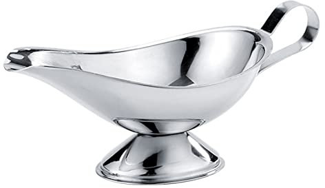 KIZQYN Sauce Boat Gravy Boat Saucier With Ergonomic Handle And Big Dripless Lip Spout Commercial Quality Sauce Boat Gravy Boat (Color : Silver)