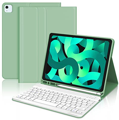 JADEMALL Custodia Tastiera per iPad Air 5 Generazione 10.9/ Air 4 Generazione 10.9, Italiana QWERTY Tastiera Bluetooth Magnetica Staccabile per iPad Air 5a/4a Generazione 10.9, Verde chiaro