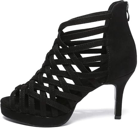 AOQUNFS Tanzschuhe Damen Latein Salsa Tango Bachata Waltz Ballsaal Practice and Performance Schuhe,D33-Schwarz-7,EU 36