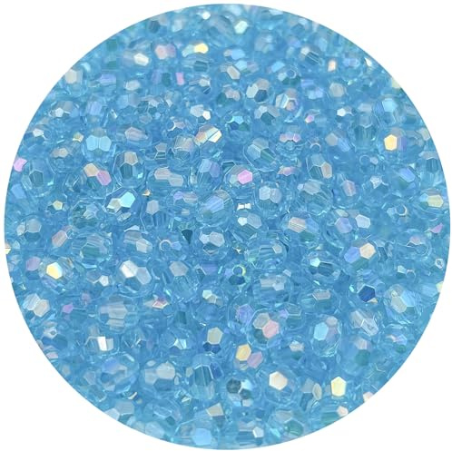 Mulutoo 1000 Pcs 6MM AB Color Crystal Acrylic Beads Round Faceted Crystal Plastic Bead Spacer Beads for Jewelry Making, Bracelets Necklaces Earrings Wind Chimes Suncatchers(405 - Light Blue AB)