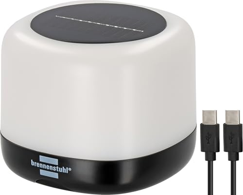 Brennenstuhl uppladdningsbar LED campinglampa GL 400 AS (bordslampa IP44 med 400lm, upp till 45h ljustid, 3 kopplingsnivåer, utbytbart 18650-batteri, powerbank, USB C-laddningskabel)