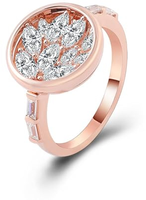 Wycian Promise Ring for Women, Damenring Rosegold 18K Größe 63 (20.1) Moissanit Marquiseschliff D Farbe Gravur Für Vatertag