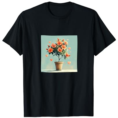 Azalea Plant In Pot Cottagecore Boho Hearts Graphic T-Shirt