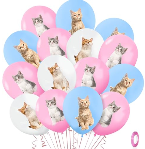 Kattballonger födelsedagsdekoration 42 stycken, kattballonger 30 cm, katt barns födelsedagskalas festdekoration, husdjur latexballonger helium för pojkar flickor födelsedag, katter temafest ballong