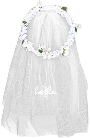 WOONEKY Braut Blumenkranz Mit Schleier Elegante Hochzeitsblumenkrone Leicht Und Bequem Für Braut Und Hochzeitsfeier Kunstblumen Haarschmuck Für Besondere Anlässe