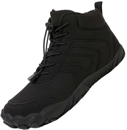 Barfotaskor herr slip-on lätta snöstövlar spårskor | sportiga sneakers vandringsskor trekkingskor för män | bekväma halkfria träningsskor för fitness utomhus, svart, 46 EU