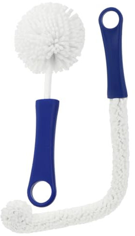 Healvian Brosse à Verre à Vin Flexible 2 Pièces, Brosse à Flûte Et Tampon à Récurer pour Bouteilles, Manche Long 42 Cm, Nettoyage pour Verres Et Carafes, Usage Ménager Polyvalent