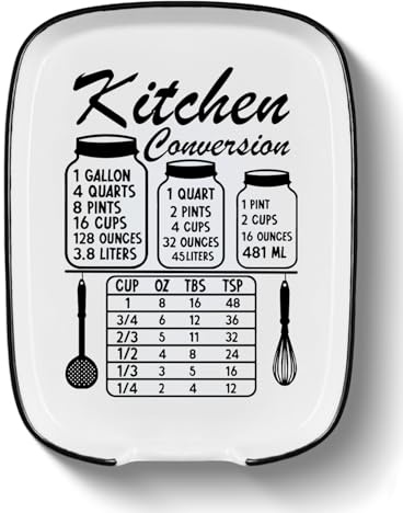 MBRUH Funny Large Spoon Rest for Stove Top, Ceramic Spoon Holder for Kitchen Counter Cooking Utensil Rest, Measurement Conversion Chart Farmhouse Kitchen Decor and Accessories for Cooking Lovers