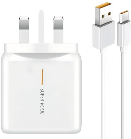 for OPPO SUPERVOOC 65W Power Adapter, Supervooc Charger USB Plug Type-A Wall VOOC Fast Charger w/ 1m USB C Cable for Oppo Find X5 Lite X3 X2 Pro A78 A38 Reno12 F 11F 7 6 5 4