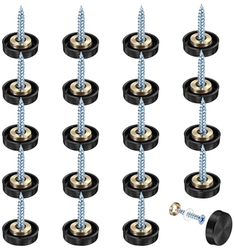 M METERXITY 20-Pack Screw Covers Caps, 0.63 Dia Stainless Steel Brushed Mirror Decorative Screws Cap Nails Fasteners for Sign Advertising Hardware/Bathroom Upholstery Head Covers [Black]