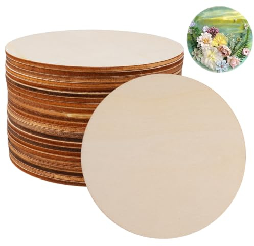 Vylro 24 Pezzi Rotondi Dischetti Legno 10 cm, Spessore 2,5mm