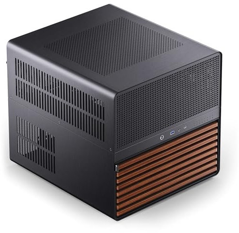 Jonsbo N5 NAS Case – Case a cubo E-ATX con spazio per 16 unità, 8 slot, design a rete, finitura in legno, USB-C, ideale per NAS e workstation, nero