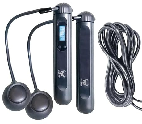 MAC FIT - Cuerda de saltar híbrida inalámbrica, con contador digital integrado – Cardio, explosividad, pérdida de peso – compacta, ligera, ajustable – entrenamiento HIIT, fitness, culturismo, boxeo