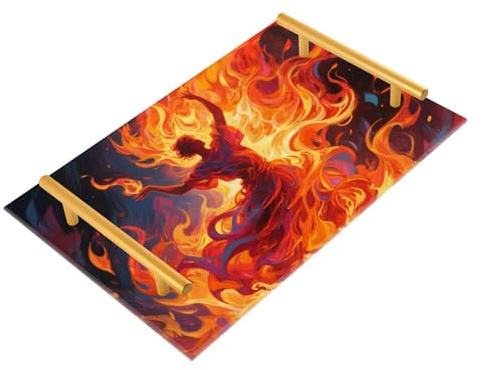 Dancing in Fire - Bandejas decorativas decorativas con asas para café, joyería, perfume, restaurante, servir charolas para desayuno