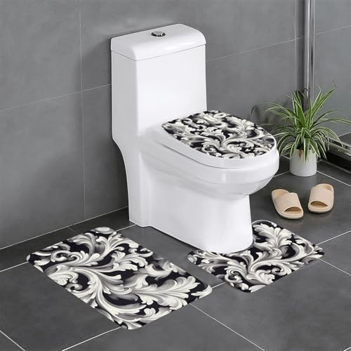 Alfombra de felpa para dormitorio, cocina, bañera, decoración del hogar, tapete protector de baño de césped rizado, juego de 3 piezas, alfombra absorbente para exteriores