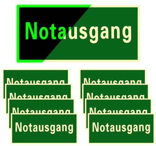 8st Notausgangsschild Nachleuchtend Selbstklebend PVC Notausgang Schild Notausgang Nachleuchtend Fluchtweg Schild (300 x 150mm)