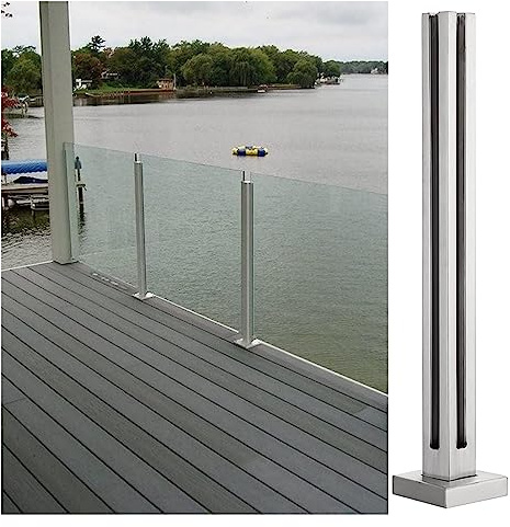 Kit de rampe d'escalier en acier inoxydable – Poteau carré argenté pour garde-corps en verre intérieur/extérieur 10–12 mm, système de balustrade, solution de sécurité durable et élégante