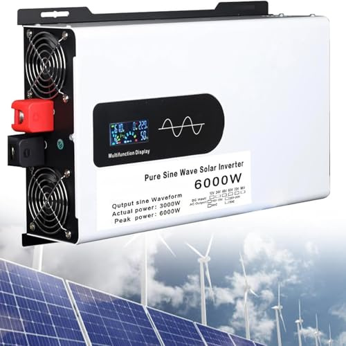 Invertitore Solare Onda Sinusoidale Pura Inverter Convertitore Trasformatore Con 2 Presa AC E LCD Display 5000w 6000w 8000w 10000w 12000w a Sinusoidale Pura Da a 110v 220 V Per Camper,Famiglia