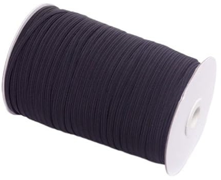 1 bande élastique plate en élasthanne, corde extensible for couture, for loisirs créatifs(Black,6mm x 5yards)