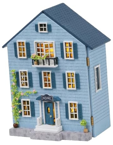 MOLUCKFU Kit Maison Miniature Bois avec Meubles Complet Ensemble DIY Créatif pour Décoration de Noël Modèle de Maison Miniature pour Adultes et Adolescents Expérience Artisanale et Cadeau