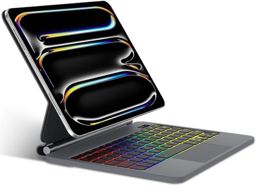 SENGBIRCH Magic Keyboard - Funda para iPad Pro de 11 pulgadas M5 2025/M4 2024, diseño magnético flotante, teclado Bluetooth retroiluminado de 7 colores para iPad Pro de 11 pulgadas M5/M4, negro