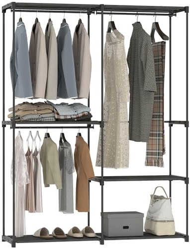 HOMCOM Armoire de Rangement en Tissu, 142 x 43 x 185 cm Noir