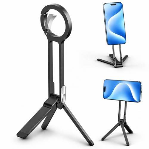MAGNETIC PHONE TRIPOD MINI DESK STAND – PORTABLE FOLDABLE PHONE HOLDER WITH STRONG MAGNET, COMPACT TRIPOD FOR VLOGGING, SELFIES, LIVE STREAMING & TRAVEL