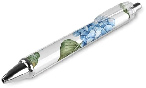 GHBNK Blue Hydrangea Pattern Ballpoint Pens Retractable Ball Point Pens Black Ink 0.5mm Fine Point Smooth Writing Pen Office Supplies 1 PCS
