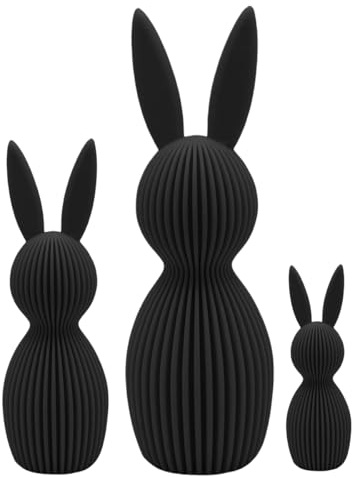 Scandi Osterhase 3D Deko, 3PC Minimalistische Osterdekoration im skandinavischen Design, Gerippte Oberfläche, Frühlingsdeko 3D-Druck Osterdeko Hase Wabenbälle Set aus 5cm, 11 cm und 16 cm (3pc-F)