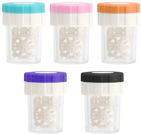 TLDBATICE Kontaktlinsbehållare, mini kontaktlinser fodral med korgar, 4,7 x 3,7 cm manuellt roterande kontaktlinser behållare förvaring rengöringsmaskin bärbar för hemmet resor (5 stycken)