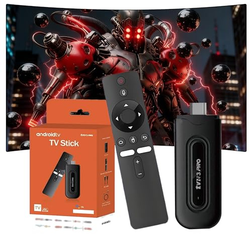 TV3PRO Android 16 TV Stick,Clé Android, 2+16 Go,Allwinner H313 Quad-Core,Dual WiFi 2.4/5 GHz et Bluetooth 5.4,Boîtier Android TV avec Télécommande Vocale Bluetooth,pour Salon/Chambre,Type-C (Noir)