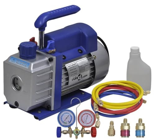 Mangloder - Bomba de vacío monoetapa 220 V 50 Hz con 2 vías distribuidor manómetro kit 50 l/min 1/4 CV carcasa de aluminio para accesorios de aire acondicionado reparación y refrigerante R134a R22 R12