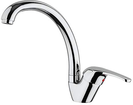 Paini – Rubinetto Miscelatore Monocomando Cucina, Lavello, Cromato, Leva laterale , bocca conica orientabile, Design moderno, interamente prodotto e lavorato in Italia