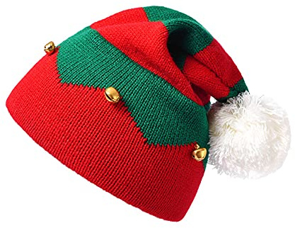 Lanly Weihnachtsmütze Nikolausmütze Strickmütze mit Glocken Weihnachtsdeko Weihnachtsfeier für Kinder Mädchen Jungen