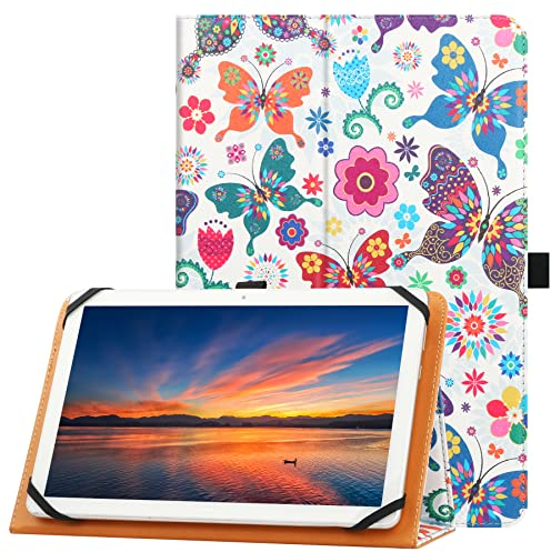 HGWALP Universal Hülle für 9-11 Zoll Tablet,Folio Hülle Schutzhülle für 9,9.7,10, 10.1, 10.5, 11.1 Zoll Touchscreen Tablet, Mit Handschlaufe und Stand Funktion-Schmetterling