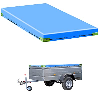 QWORK® Anhänger Flachplane mit Planenseil - 209x115x10 cm - Verstärktes 420D PVC Material - PKW Hänger 750 kg
