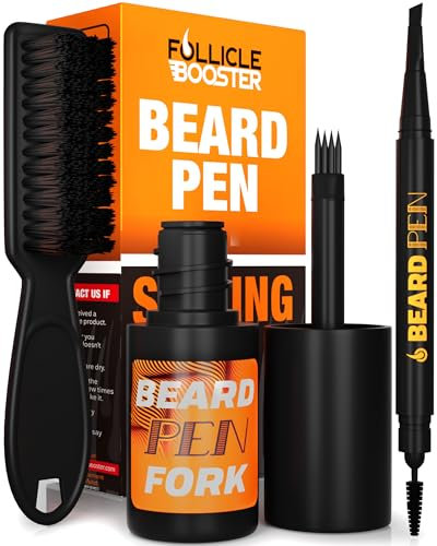 Kit de coiffage FOLLICLE BOOSTER – Noir – 3 en 1 avec fourchette 4 pointes brevetée, stylo normal et brosse imperméable, résistant