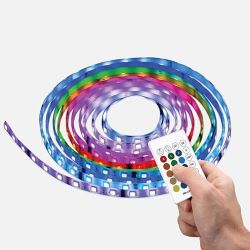 JML Bionic LED Strip Light - USB Colour Changing LED Lights for Bedroom, TV, Wardrobe, Kitchen and More, 16 Dimmable Colours and 2 Music Modes, Trimmable, Flexible, Self Adhesive - 365cm