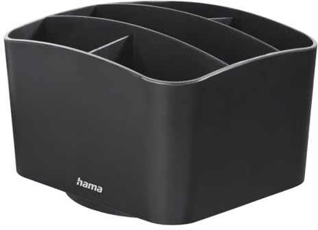 Hama Fernbedienungshalter „Agent“, drehbar (Platz für 6 Fernbedienungen, ideal auch als Schreibtisch Organizer oder fürs Badezimmer, Aufbewahrung für Fernbedienung, Stifte, Handy, Brille etc.) schwarz