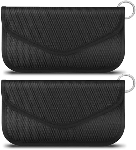 levateeta Faraday Bag for Phones & Car Keys - Signal Blocker Faraday Pouch for RFID, GPS, WiFi, Anti-Theft Key Fob Case, Anti-Tracking Privacy Protection (2 Packs)