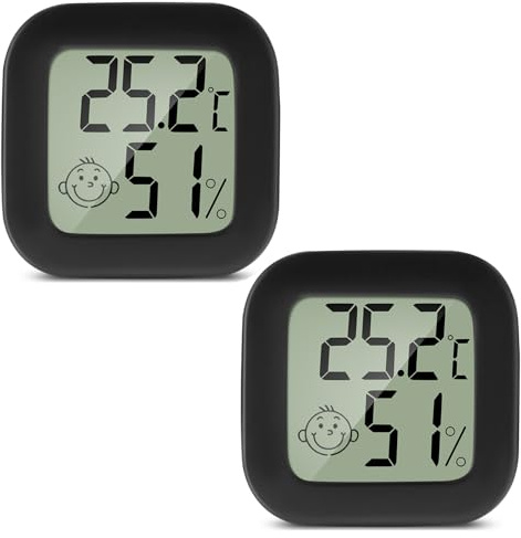 PAIRIER Termometro Ambiente Interno, 2 Pezzi, LCD Igrometro | Per Casa, Camera da Letto, Baby Room, Ufficio, Serra e Cantina
