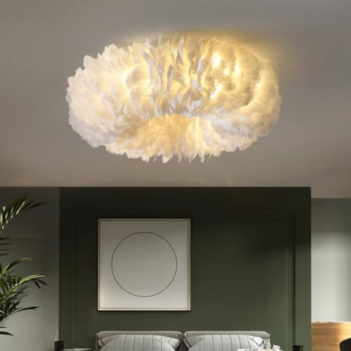 GUANSHAN Elegante Federdeckenleuchte Kronleuchter - Kreative Pendelleuchte für Schlafzimmer, Wohnzimmer