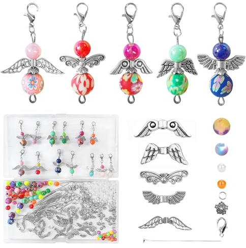 Xerteam 50 Stück Schutzengel Anhänger Schutzengel Schlüsselanhänger Hochzeit Taufe Anhänger, Schlüsselanhänger Selber Machen, DIY Perlen Anhänger Hochzeit Basteln für Weihnacht Taufe Kommunion