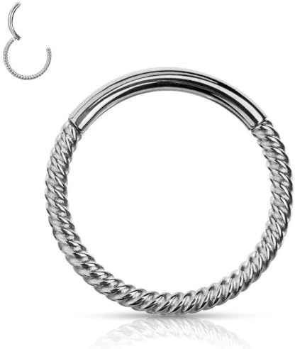 HENYQANN Piercing Daith Anello Piercing Conch Argento Piercing Setto Piercing Naso 10mm 16G Acciaio Chirurgico 316L Cartilagine Orecchino Labbro Sopracciglio Piercing Ombelico