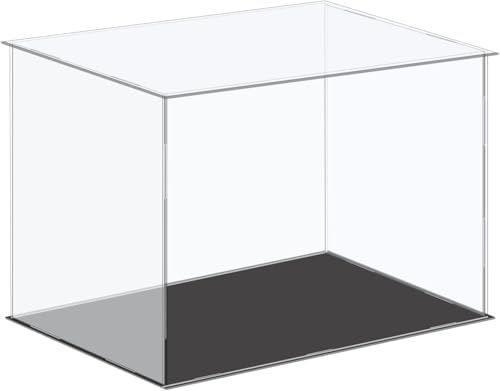 TA-VIGOR Vitrine D'Exposition en Acrylique Clair 35 x 25 x 25cm - Boîte De Présentation À Monter avec Socle Noir - Protection Anti-Poussière pour Figurines, Jouets Et Rangement Domicile