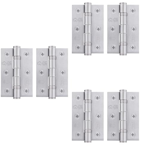 EAI Satin Chrome Door Hinges, 76mm / 3 Inch, 3 Pairs Fire Rated | Internal Fire Door Hinges, Perfect for Wooden Doors, Smooth Operation, Ball Bearing Hinges, Fixings Included