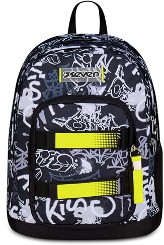 Seven Zaino Doppio Scomparto New Fit, Grigio, Tasca Porta Borraccia, Maxi Capienza, Schienale Preformato, Zaino Scuola, Bambino e Ragazzo