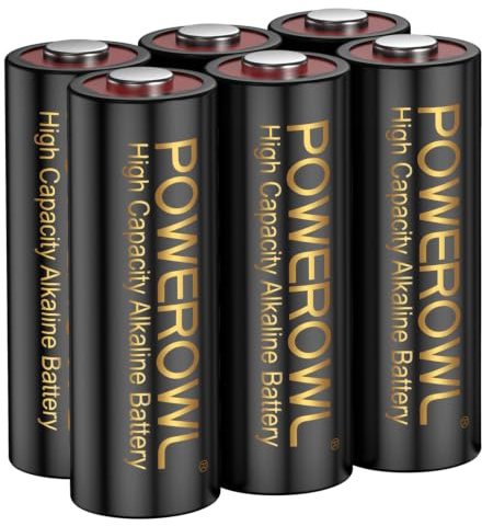 POWEROWL Piles A23 Haute Capacité, Piles Alcalines Premium 21/23 23A 12V Lot de 6
